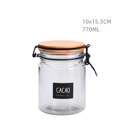 Baking Empty Glass Jars 750ML Glass Canisters With Bamboo Lids