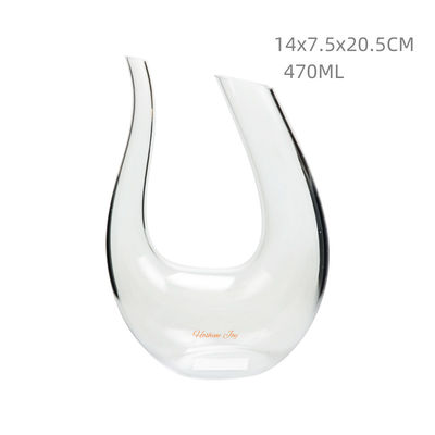 Clear Glass U Shape Wine Decanter Hand Blown 470ml Capacity FDA