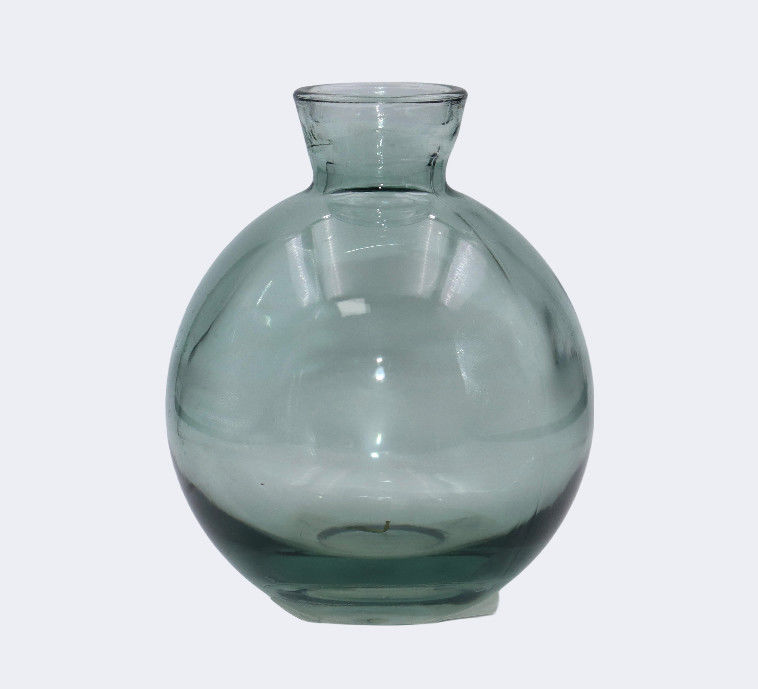 H9cm Green Transparent Modern Glass Vase for Home and Office Decor Elegant Flower Holder