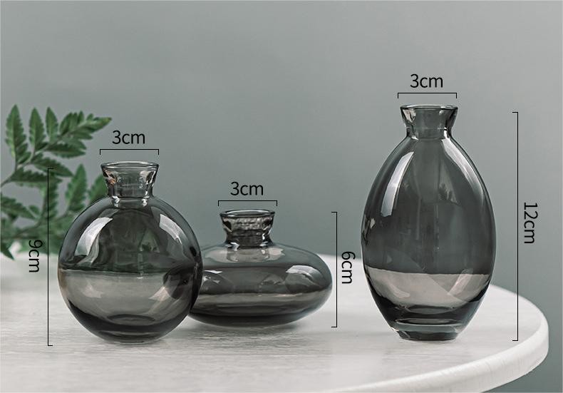 H9cm Green Transparent Modern Glass Vase for Home and Office Decor Elegant Flower Holder