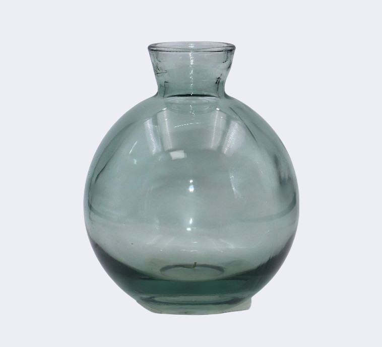 H9cm Green Transparent Modern Glass Vase for Home and Office Decor Elegant Flower Holder